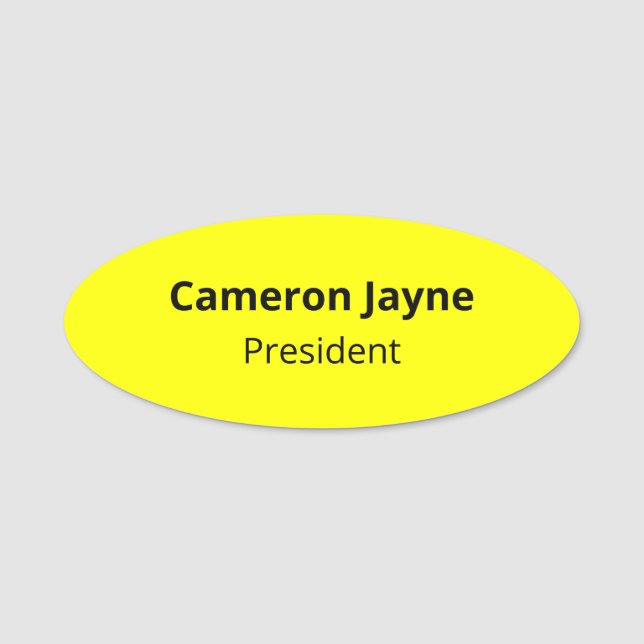 Nome de etiqueta Amarelo Oval para Funcionários Ma (Frente)