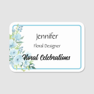 Nome de etiqueta Azul Flores Florist Texto Persona