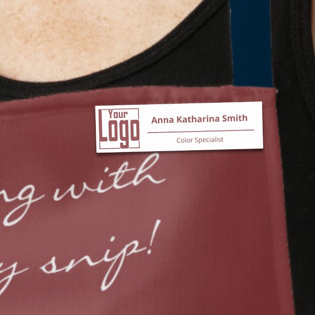 Nome de etiqueta clássico de experiência com logot (Modern Logo Expertise Classic Name Tag, White, Square Corners)