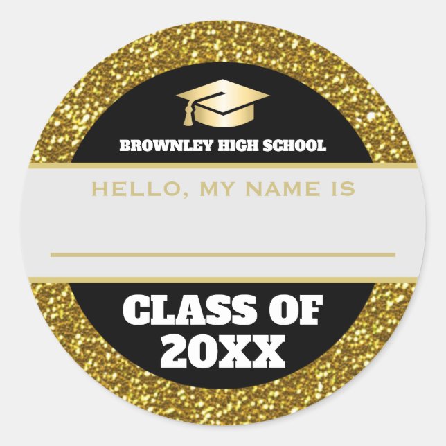 nome de etiqueta da reunião Dourada e negra (Frente)