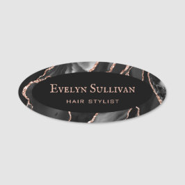 Nome de etiqueta de Agate Dourado Rosa preto