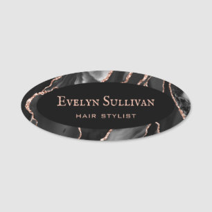 Nome de etiqueta de Agate Dourado Rosa preto