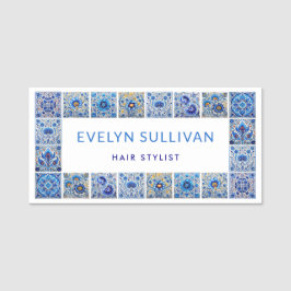 Nome de etiqueta de armação de azulejos mediterrân