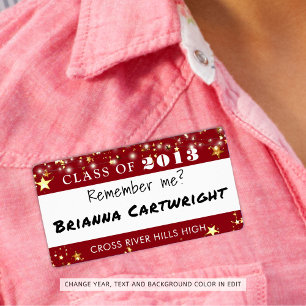 Nome de etiqueta de Estrelas Douradas Vermelhas de