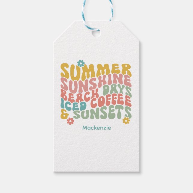 Nome de etiqueta de Monograma Retro Groovy Summer  (Frente)