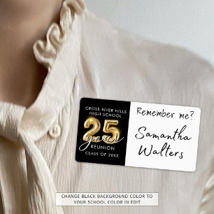 nome de etiqueta de Reunião de 25 anos Lembre-se d