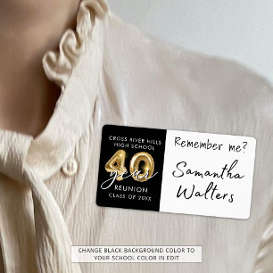 nome de etiqueta de Reunião de 40 anos Lembre-se d