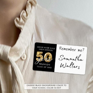 nome de etiqueta de Reunião de 50 Anos Lembre-se d