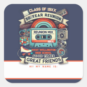 Nome de etiqueta de Reunião de 50 Anos Retroativo 