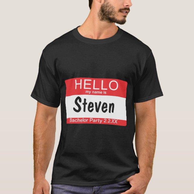 Nome de etiqueta de solteiro com T-Shirt (Frente)