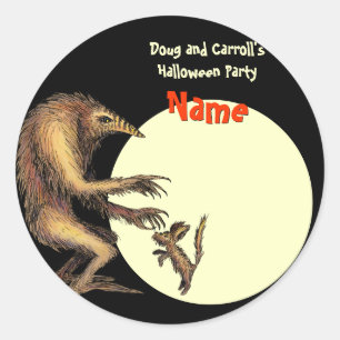 Nome de etiqueta do Halloween - Criatura vs. Doggi