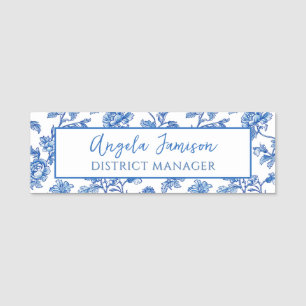 Nome de etiqueta Floral de Chinoiserie Azul
