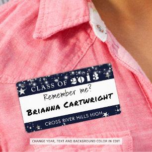 Nome de etiqueta Marinho de Reunião Azul-Prata