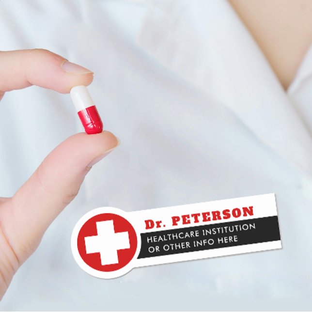 Nome de etiqueta Médico da Cruz Vermelha Moderna (Criador carregado)