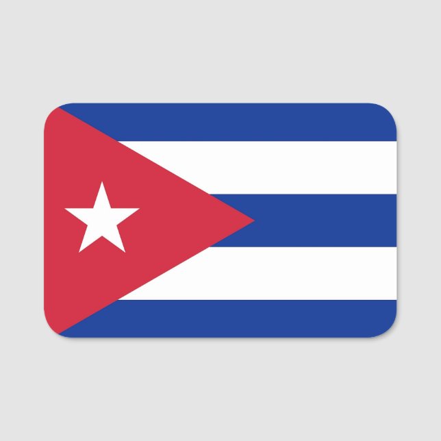 Nome de etiqueta Patriótico com a bandeira de Cuba (Frente)