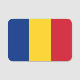 Nome de etiqueta Patriótico com bandeira da Romêni