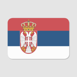 Nome de etiqueta Patriótico com bandeira da Sérvia