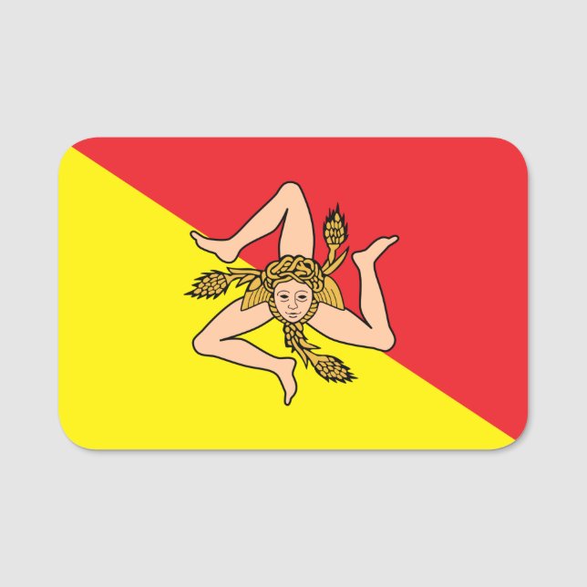 Nome de etiqueta Patriótico com bandeira da Sicíli (Frente)