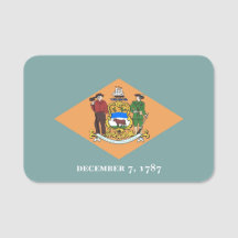 Nome de etiqueta Patriótico com bandeira de Delawa