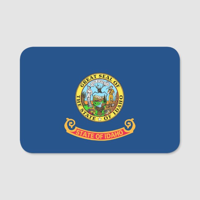 Nome de etiqueta Patriótico com bandeira de Idaho, (Frente)