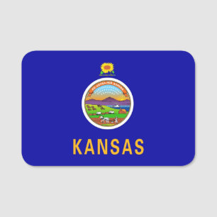 nome de etiqueta Patriótico com bandeira de Kansa