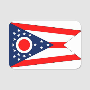 nome de etiqueta Patriótico com bandeira de Ohio