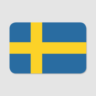 Nome de etiqueta patriótico com bandeira de Sueci