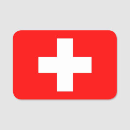 Nome de etiqueta patriótico com bandeira de Suiça