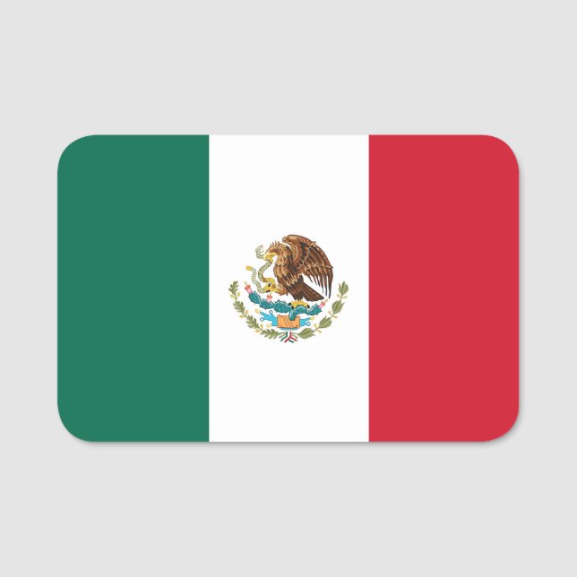 Nome de etiqueta Patriótico com bandeira do México (Frente)