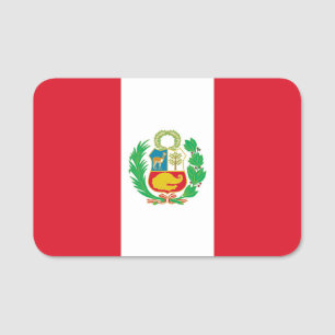 Nome de etiqueta Patriótico com bandeira do Peru