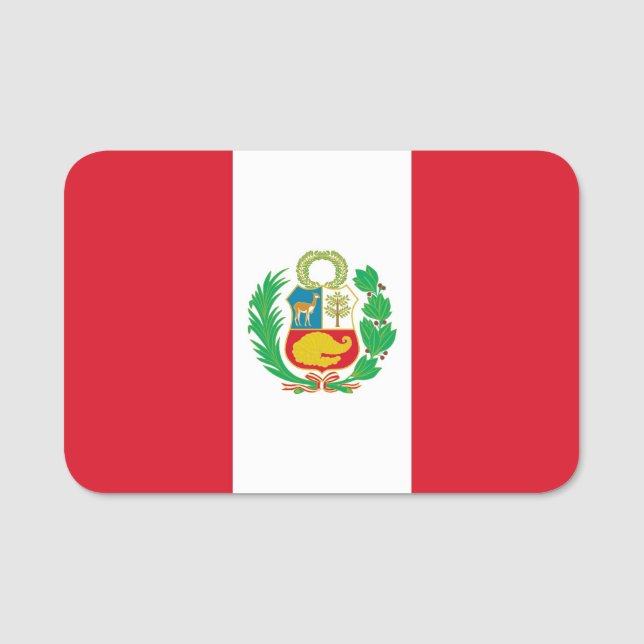 Nome de etiqueta Patriótico com bandeira do Peru (Frente)
