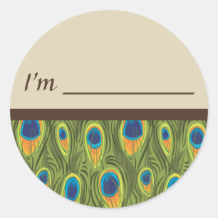 Nome de etiqueta Peacock Feather Sticker