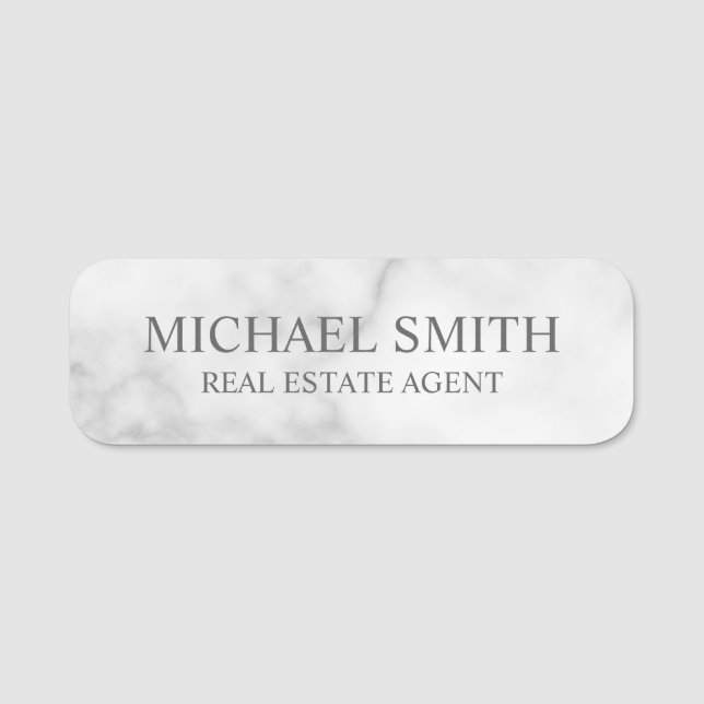 Nome de etiqueta Personalizado White Marble Profes (Frente)