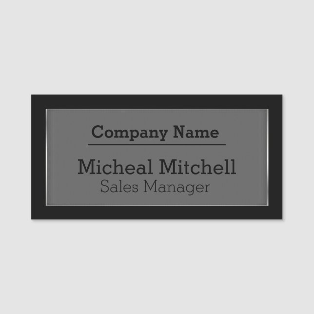 Nome de etiqueta preto à moda do empregado do (Frente)