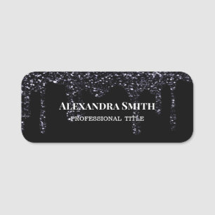 Nome de etiqueta preto de gotas de elegância