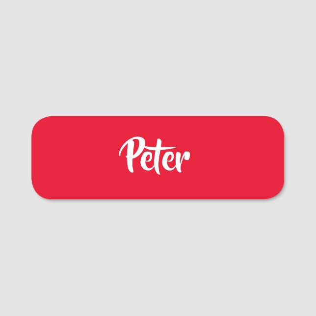 Nome de etiqueta simples vermelho de nome personal (Frente)