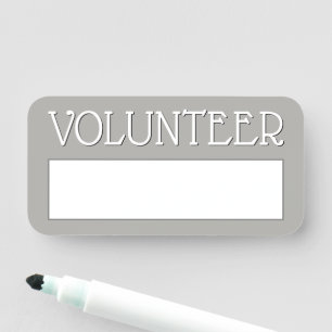 Nome de etiqueta "VOLUNTÁRIO", Cinza simples