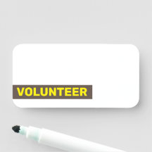 Nome de etiqueta "VOLUNTEER" simples e mínimo