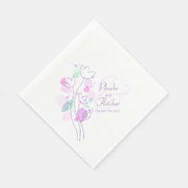 Nome de flor de confetti moderno data guardanapos