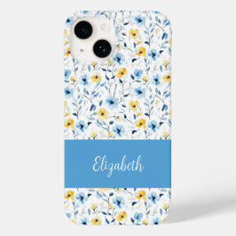Nome de Flor Silvestre Aquarela Azul Amarelo