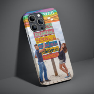 Nome de Foto Monograma Trendy Modern Colorida Wave