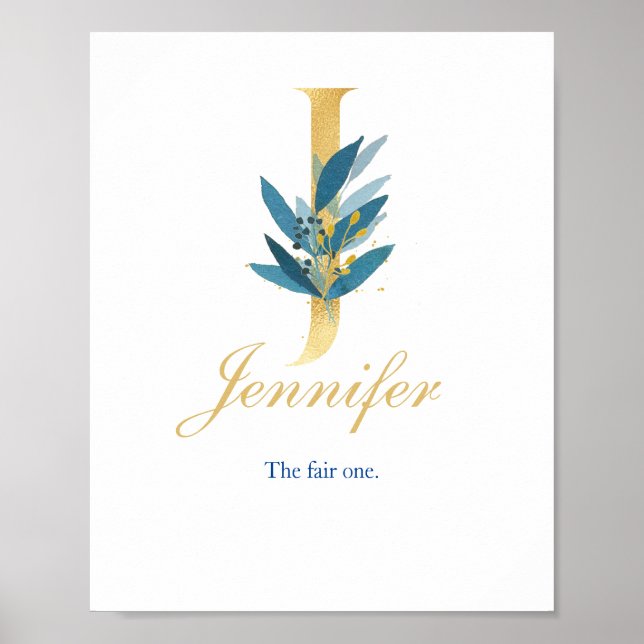 Nome de impressão de berçário, Letra J, arte de pa (Frente)