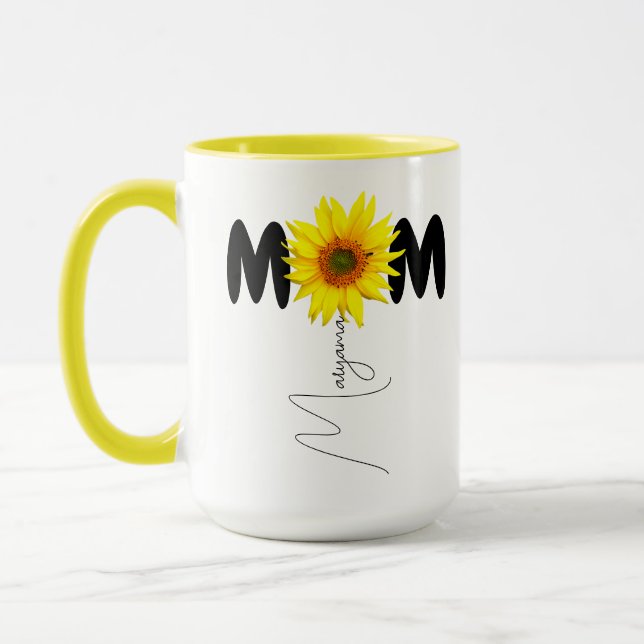 Nome de Mãe Moderna | Caneca de Girassol | Caneca  (Esquerda)