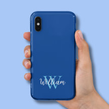 Nome de Monograma Azul Personalizado