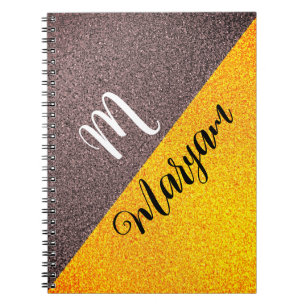 Nome de Monograma Moderno - Caderno Preto Espiral 