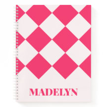 Nome de Monograma Personalizado Rosa e Branco Geom