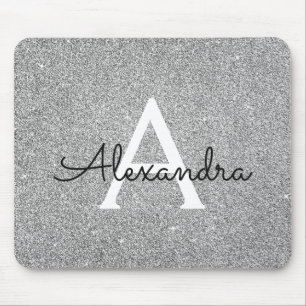 Nome de prata Mousepad do monograma do brilho da