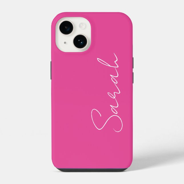 Nome de script branco e rosa-chic de tendência min (Verso)