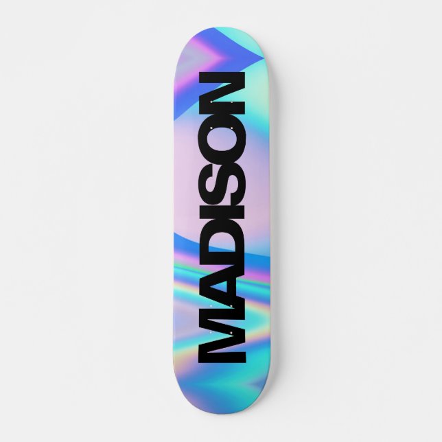 Nome de skate personalizado Holográfico preto (Frente)