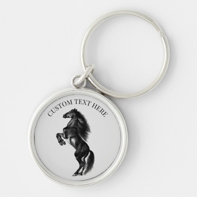 Nome de Texto Personalizado de Chaveiro de Cavalo  (Frente)